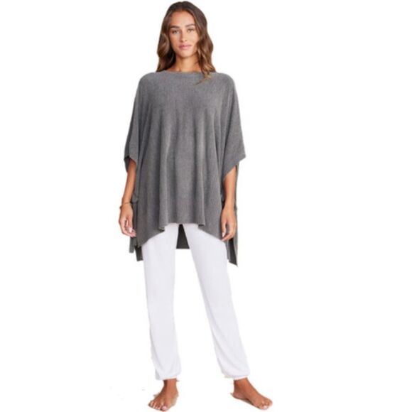 NWT Barefoot Dreams CozyChic Ultra Lite Hi Low Poncho with Side Ties Soft L XL - Picture 2 of 9